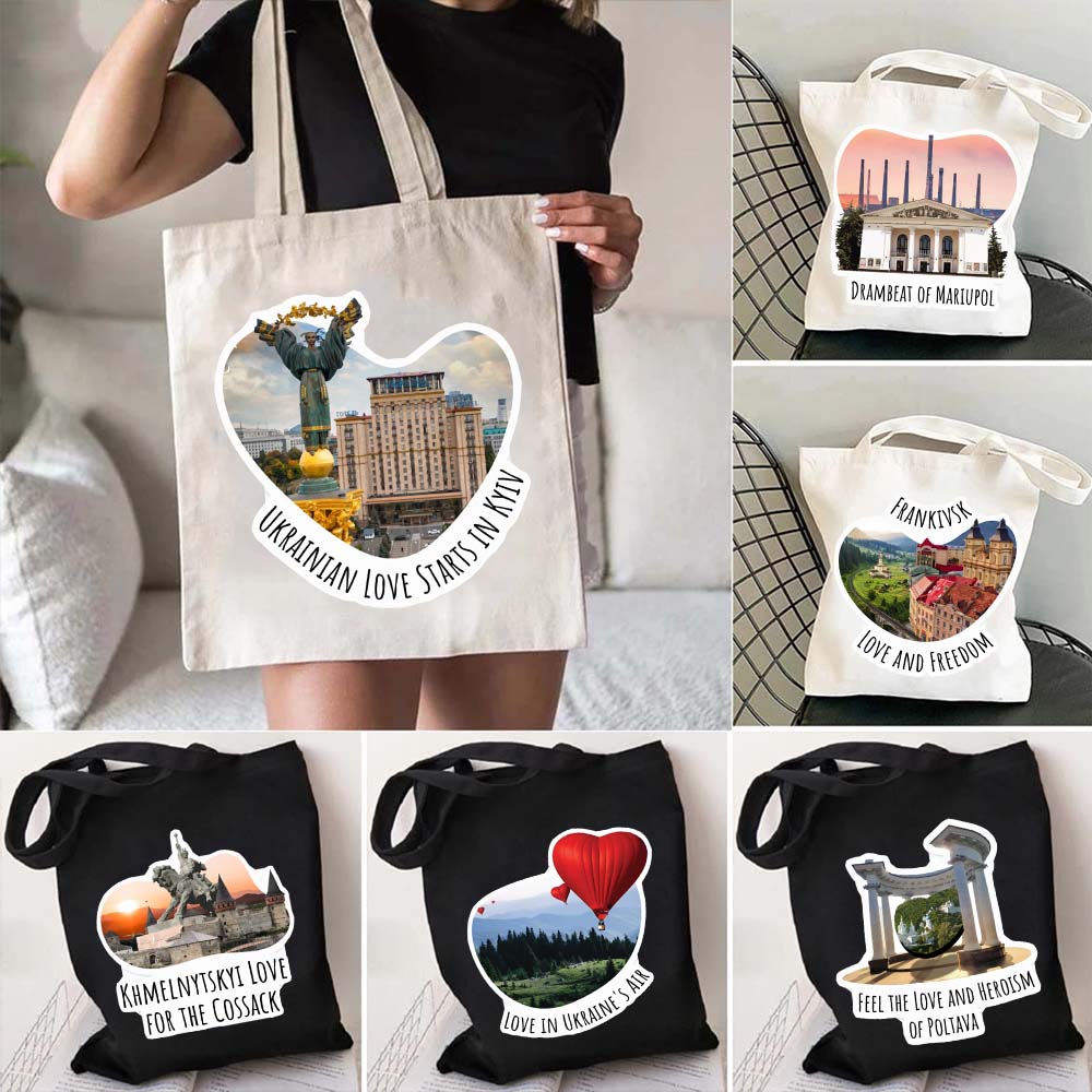 Shopper Tote Canvas - Travel Kharkiv Mariupol Poltava Frankivsk Lutsk
