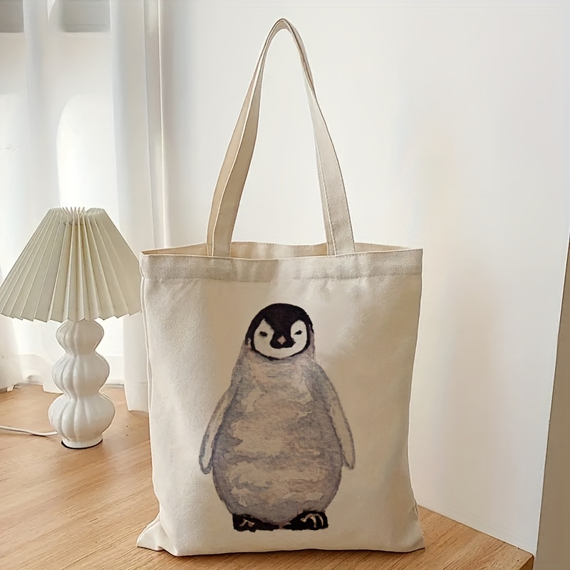 Shopper Tote Canvas - Kawaii Penguin Pattern Canvas Tote Bag,