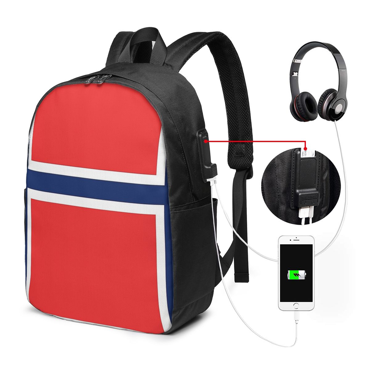 Women Bags For College - Norway Flag Backpack Travel Notebook Bag