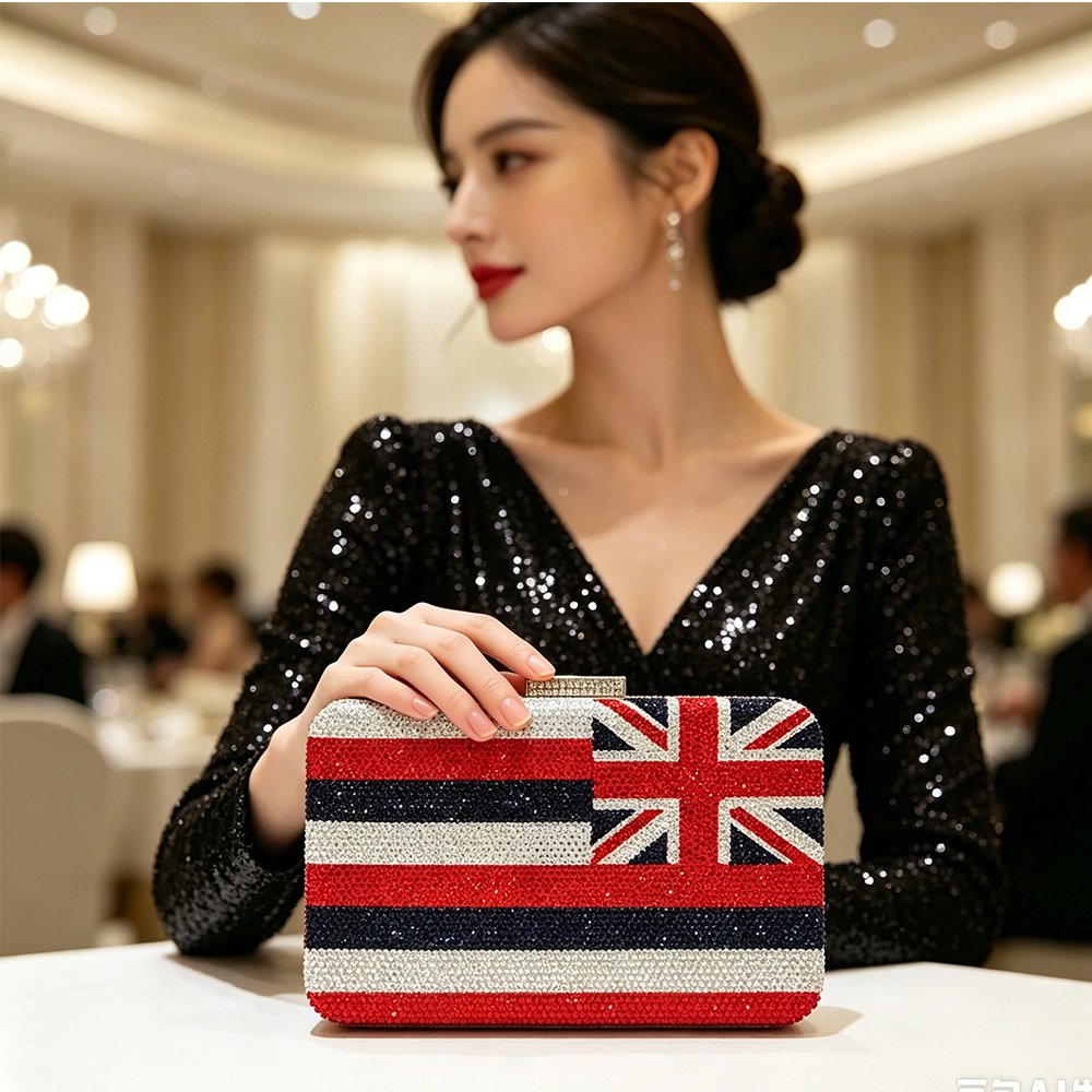 Women Bags In Uk - UK National Flag Crystal Evening Bag