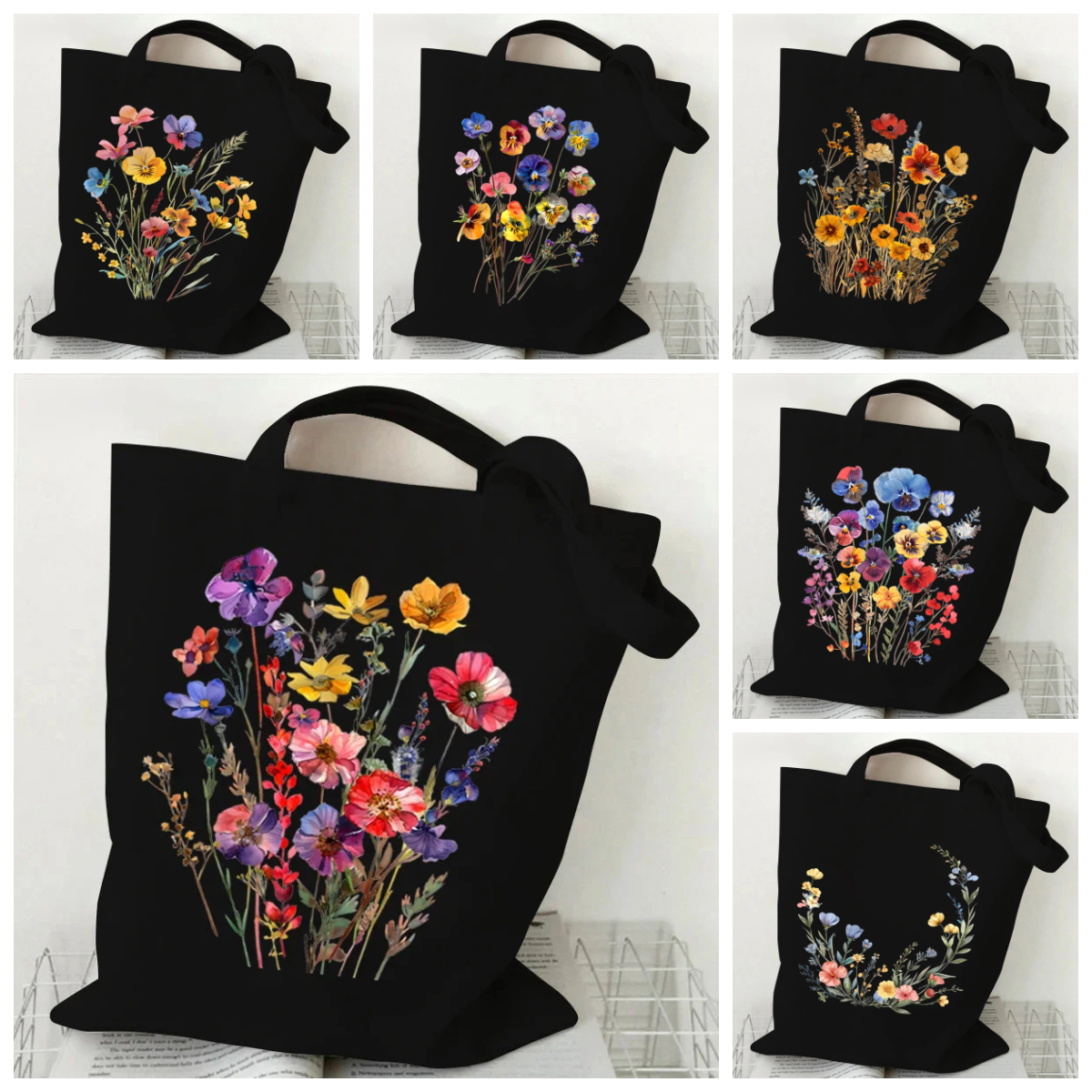 Shopper Tote Canvas - Daisy Rose Lavender Tas Graphics Canvas