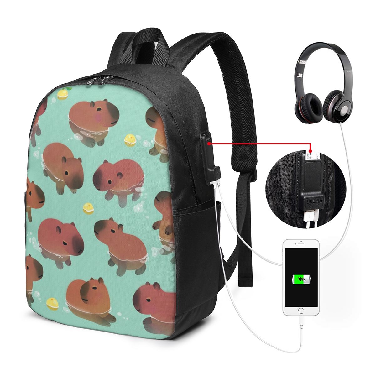 Capybara Animal Pattern Backpa - Women Bags For College บทวิจารณ์และราคา
