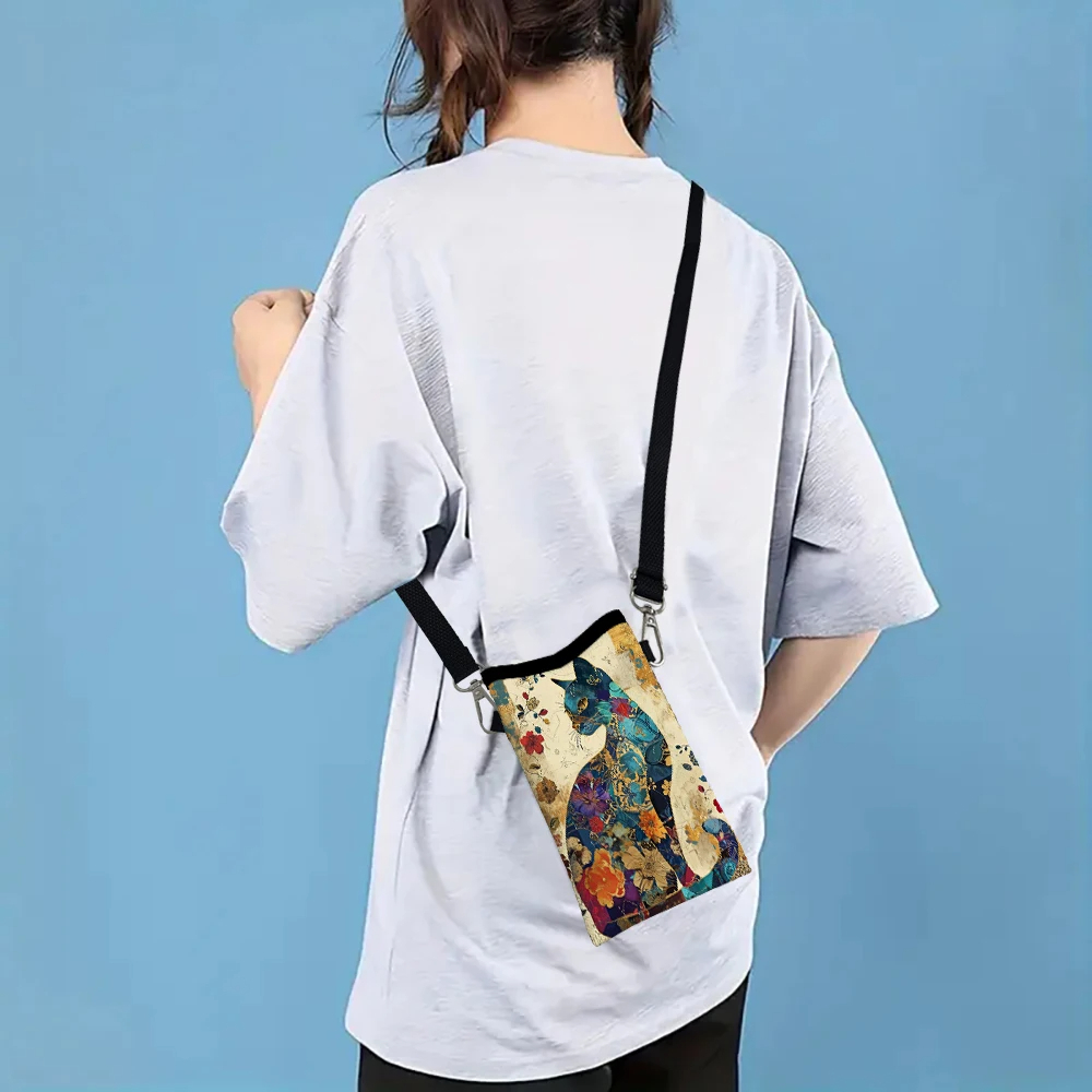 Floral Cat Pattern Crossbody B - Phone Bag Crossbody บทวิจารณ์และราคา