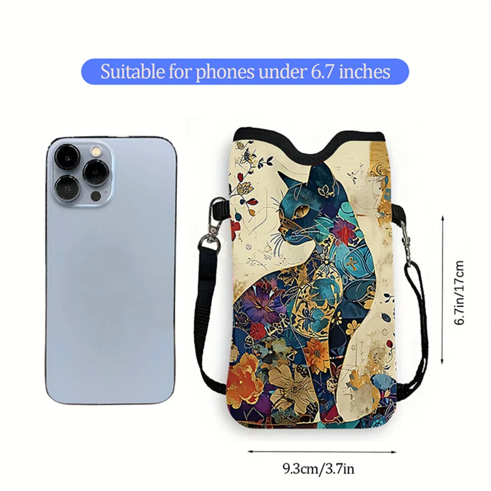 Floral Cat Pattern Crossbody B - Phone Bag Crossbody บทวิจารณ์และราคา