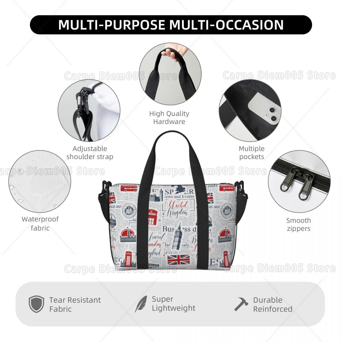 Vintage UK London Newspaper Tr - Women Bags In Uk บทวิจารณ์และราคา