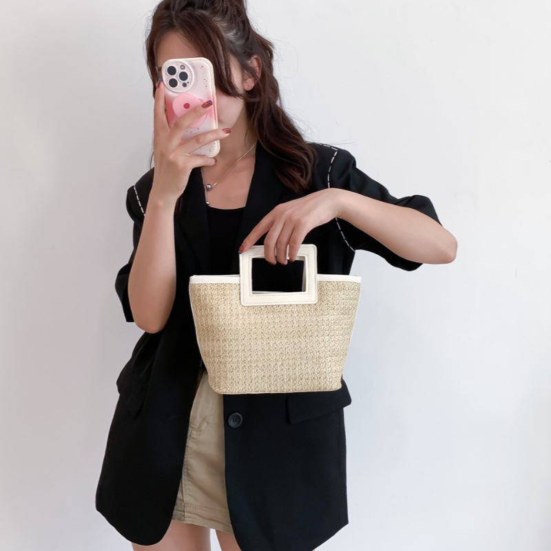 Square Hollow Handle Straw Wov - Women'S Bags Top 10 บทวิจารณ์และราคา