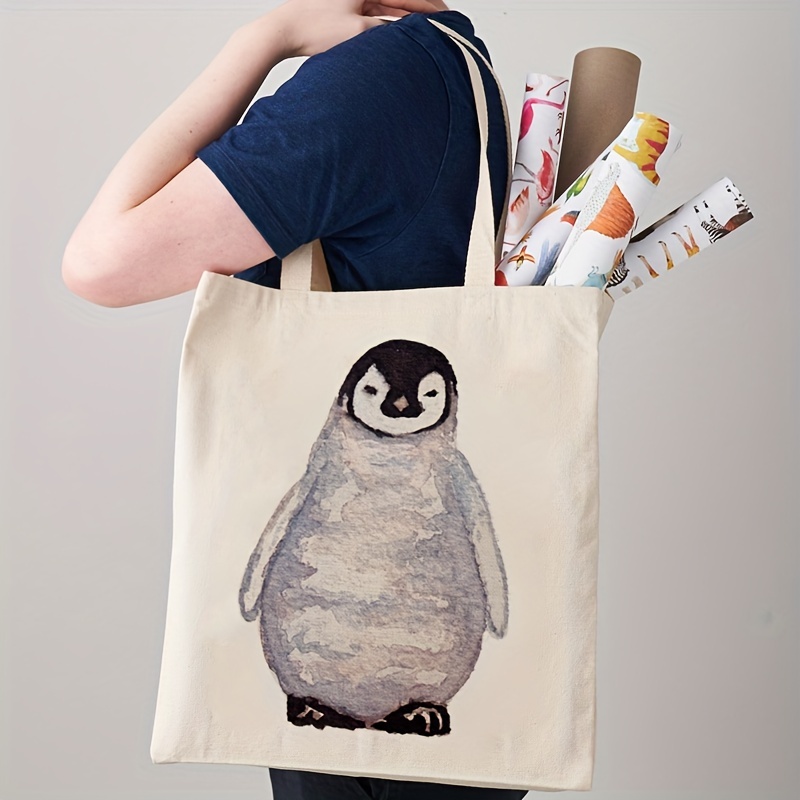 Kawaii Penguin Pattern Canvas  - Shopper Tote Canvas บทวิจารณ์และราคา