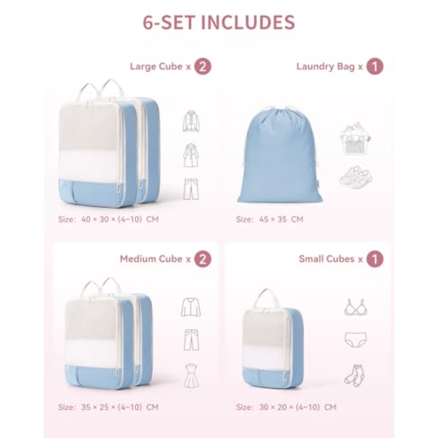 6 Set Compression Packing Cube - Women'S Bag บทวิจารณ์และราคา