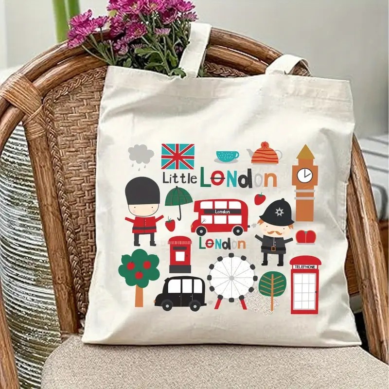London UK Graphic Canvas Tote  - Women Bags In Uk บทวิจารณ์และราคา