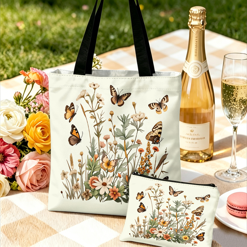 Floral Butterfly Print Handbag - Women Bags Daily Use บทวิจารณ์และราคา