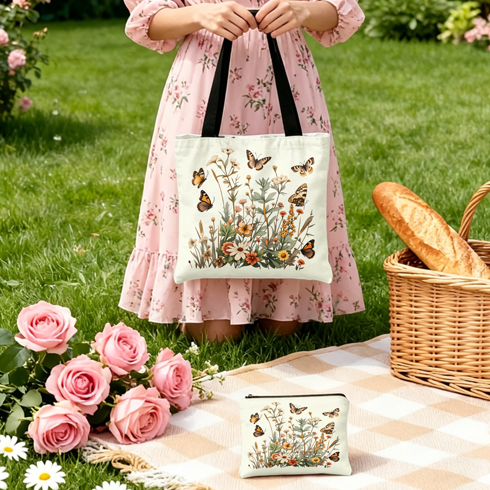 Floral Butterfly Print Handbag - Women Bags Daily Use บทวิจารณ์และราคา