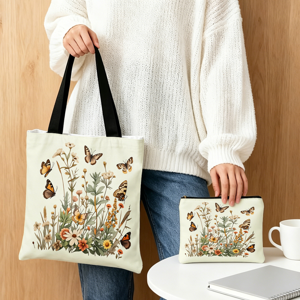 Floral Butterfly Print Handbag - Women Bags Daily Use บทวิจารณ์และราคา