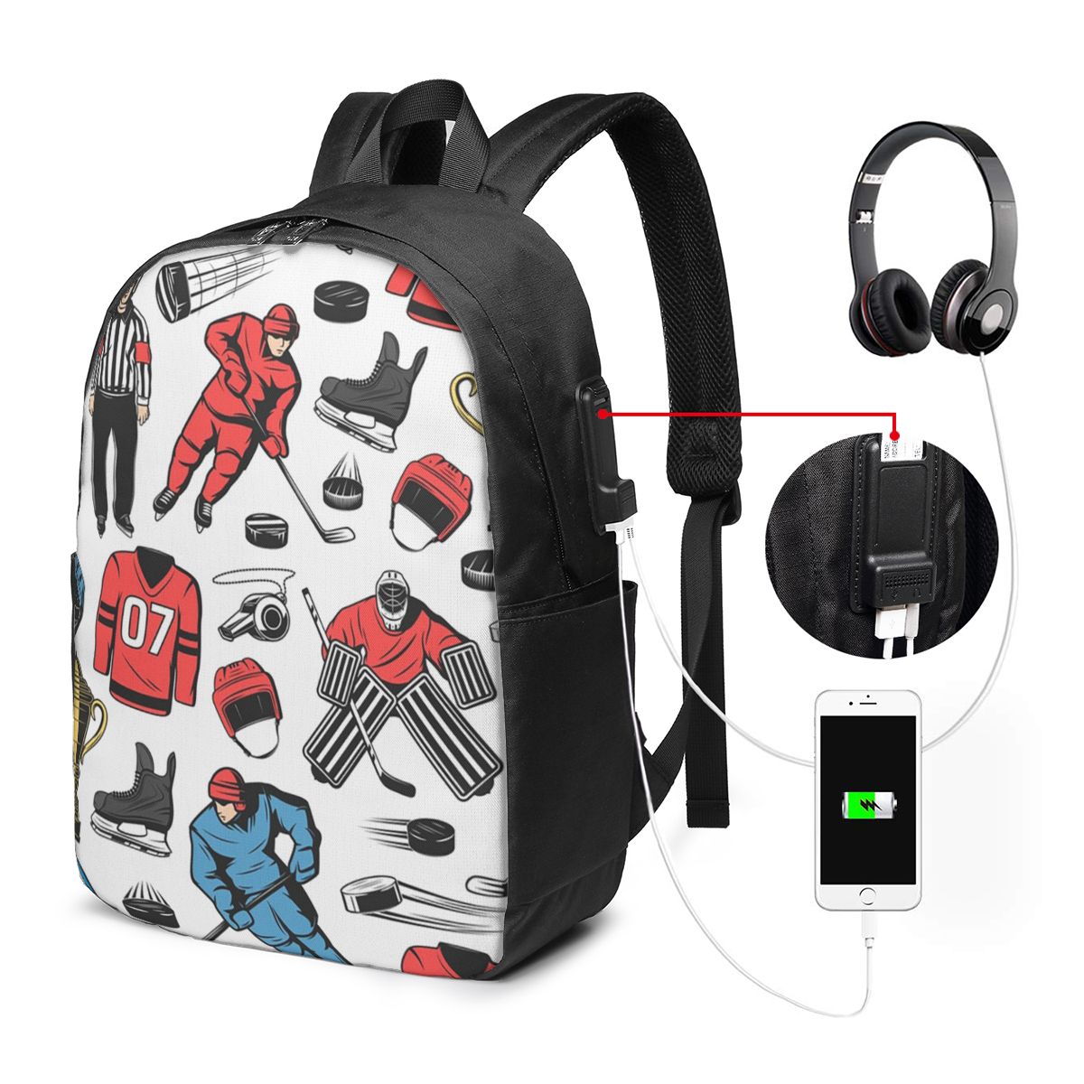 Ice Hockey Players On Rink Bac - Women Bags For College บทวิจารณ์และราคา
