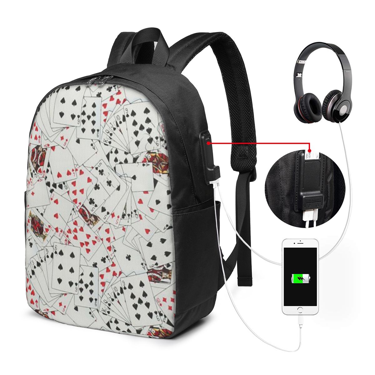 Playing Cards Poker Print Back - Women'S Bag บทวิจารณ์และราคา