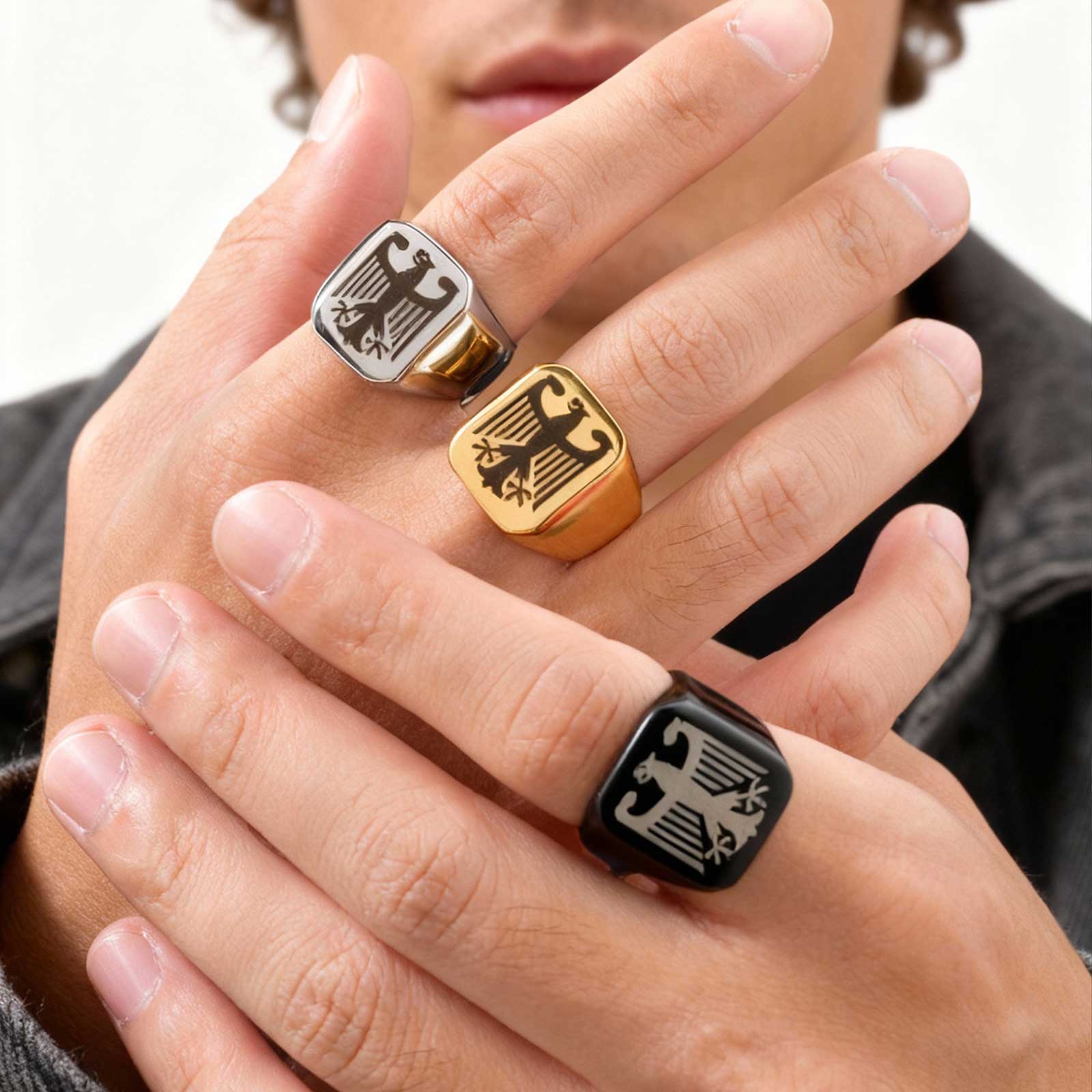 Custom Flying Hawk Eagle Ring  - Women Bags Price บทวิจารณ์และราคา