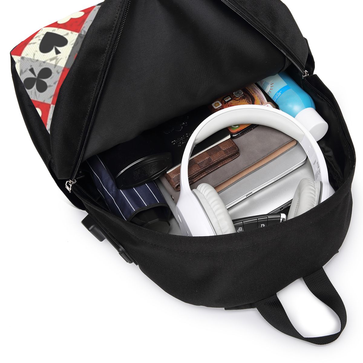 Playing Cards Poker Print Back - Women Bags For College บทวิจารณ์และราคา