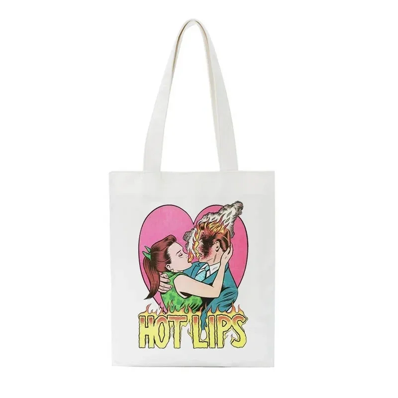 Death Evil Devil Print Shoulde - Shopper Tote Canvas บทวิจารณ์และราคา