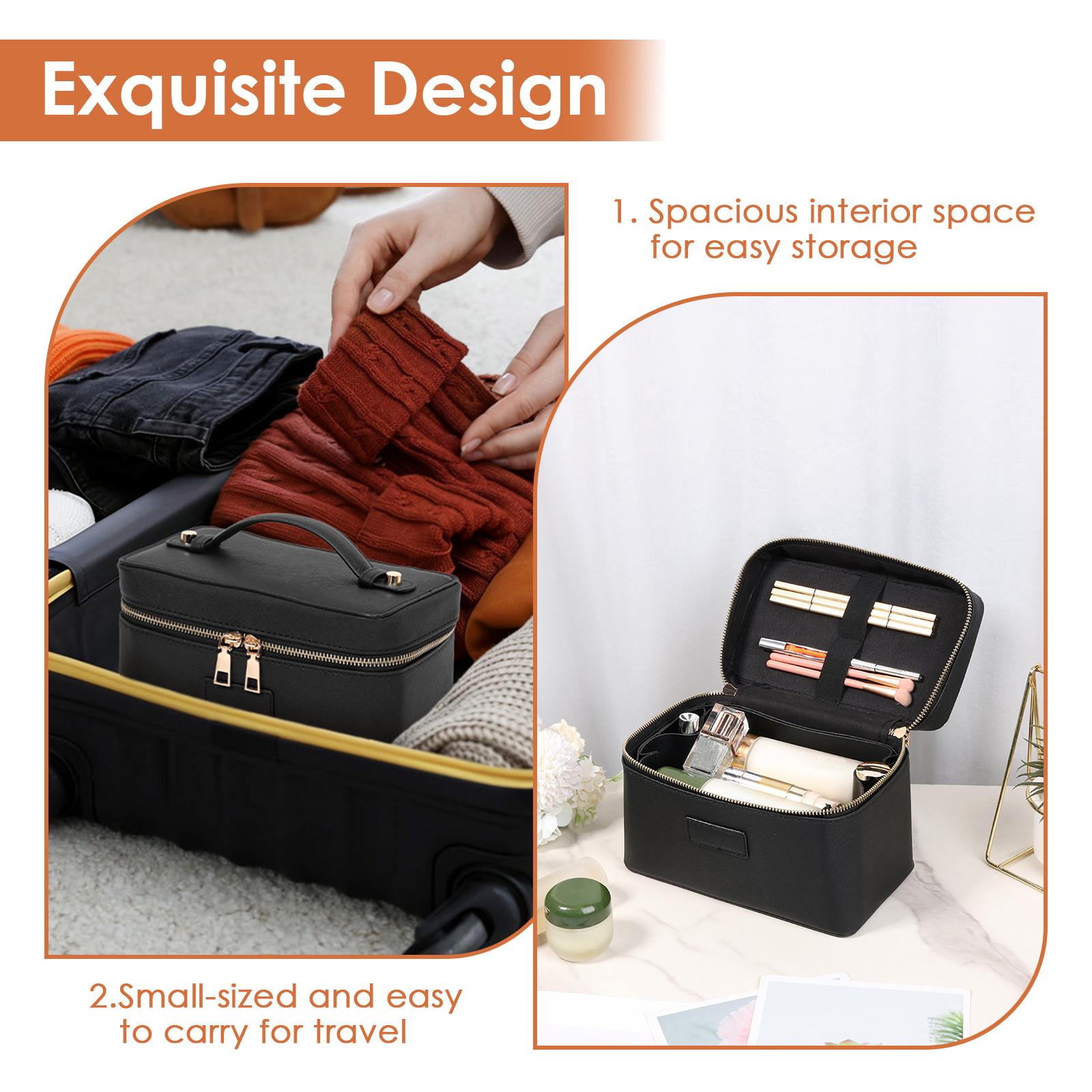PU leather Cosmetic Bag Women  - Women Vanity Bags บทวิจารณ์และราคา