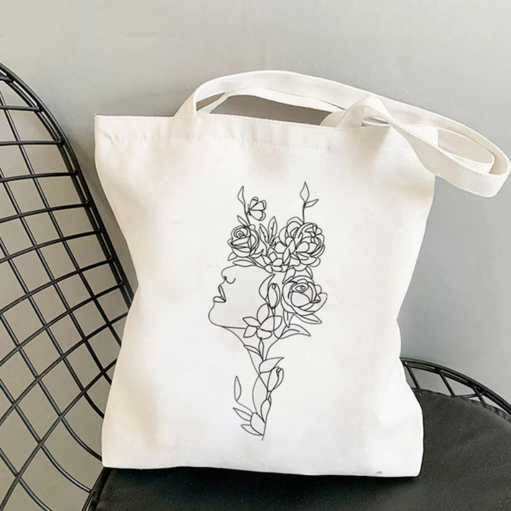 Modern Abstract Face Print Can - Shopper Tote Canvas บทวิจารณ์และราคา