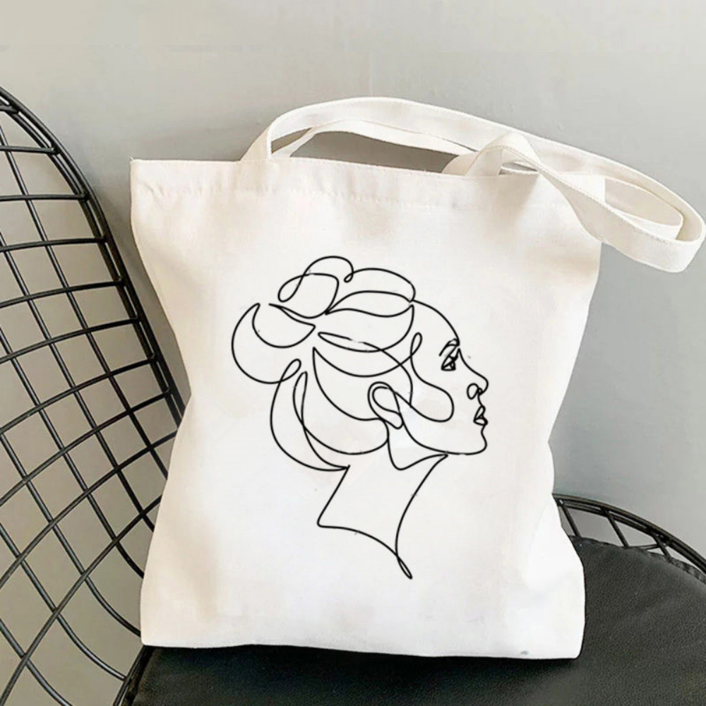 Modern Abstract Face Print Can - Shopper Tote Canvas บทวิจารณ์และราคา