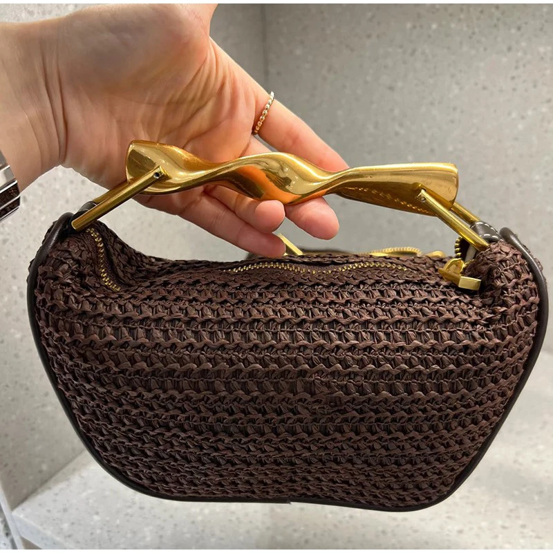 Gold Handle Brand Handwoven Ha - Women Bags High End Brands บทวิจารณ์และราคา