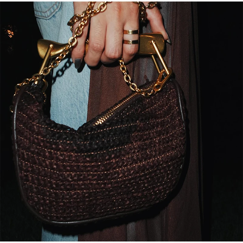Gold Handle Brand Handwoven Ha - Women Bags High End Brands บทวิจารณ์และราคา