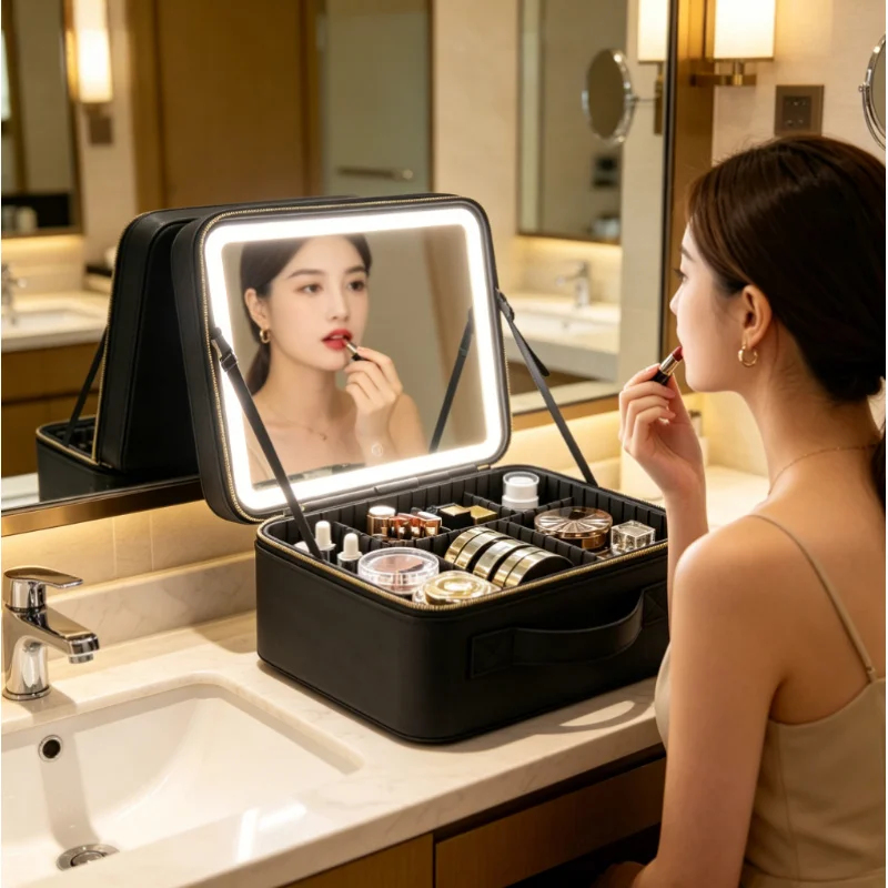 LED Lighted Travel Makeup Bag  - Women Vanity Bags บทวิจารณ์และราคา