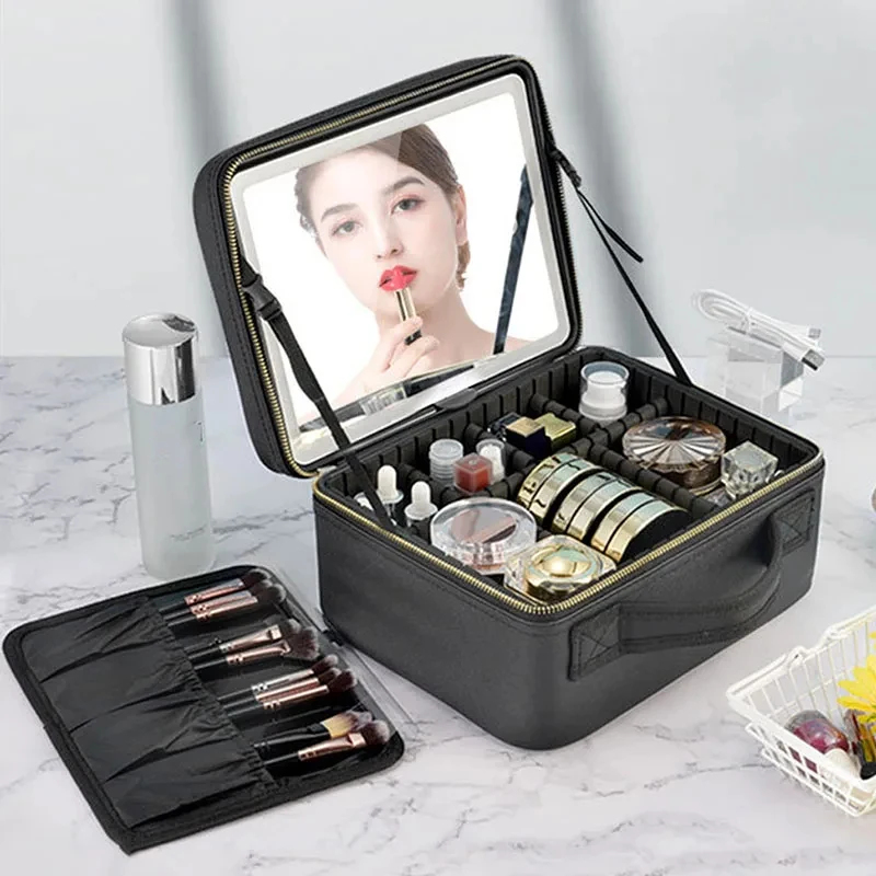 LED Lighted Travel Makeup Bag  - Women Vanity Bags บทวิจารณ์และราคา