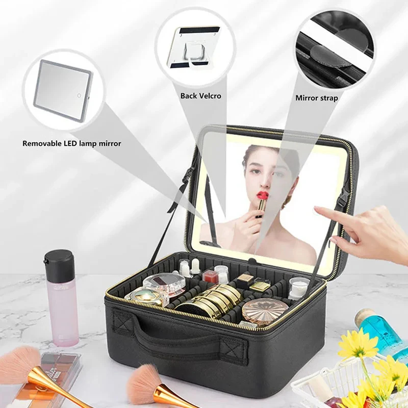 LED Lighted Travel Makeup Bag  - Women Vanity Bags บทวิจารณ์และราคา