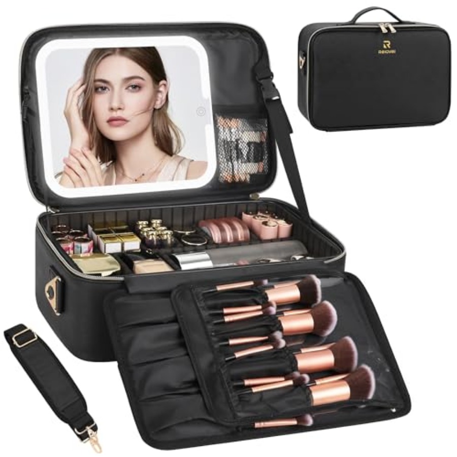 Makeup Bag with LED Mirror, Tr - Women Vanity Bags บทวิจารณ์และราคา