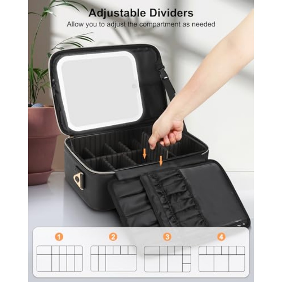 Makeup Bag with LED Mirror, Tr - Women Vanity Bags บทวิจารณ์และราคา