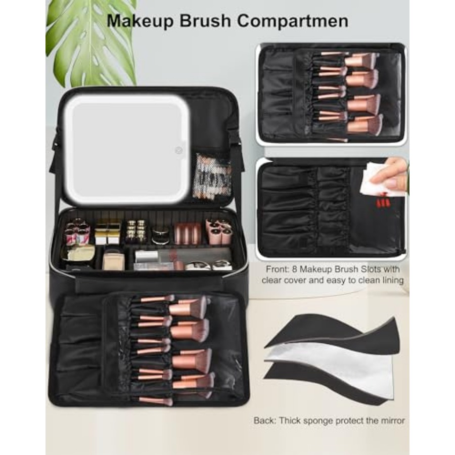 Makeup Bag with LED Mirror, Tr - Women Vanity Bags บทวิจารณ์และราคา