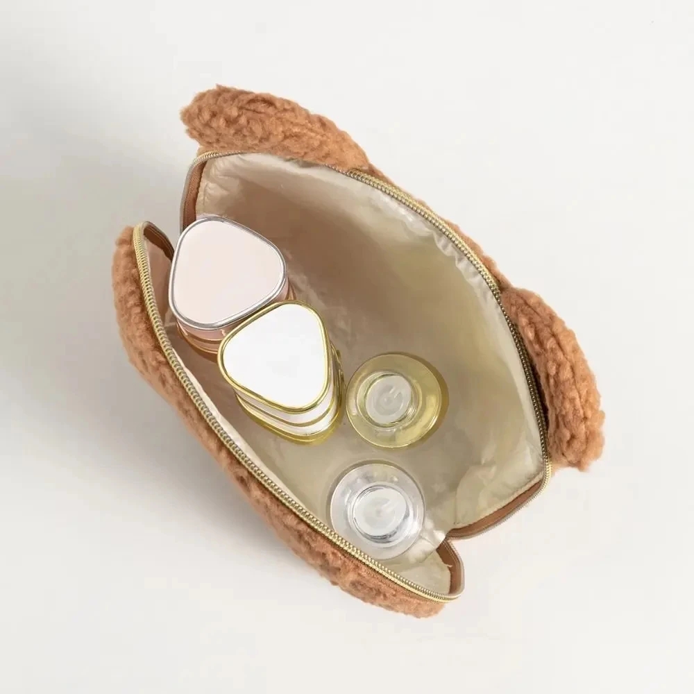 Kawaii Bear Ear Sherpa Makeup  - Women Vanity Bags บทวิจารณ์และราคา