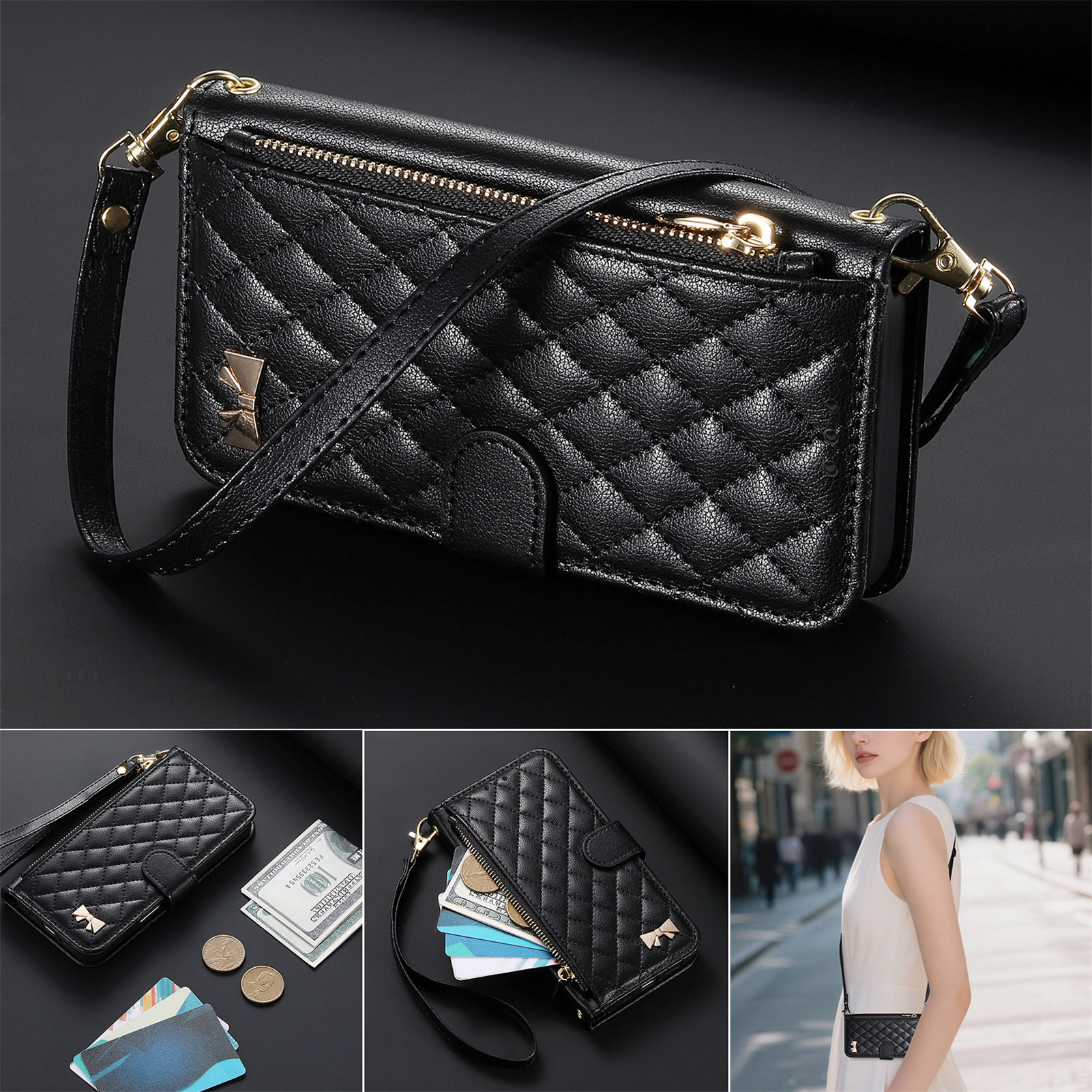 PU Leather Zipper Crossbody Fl - Phone Bag Crossbody บทวิจารณ์และราคา
