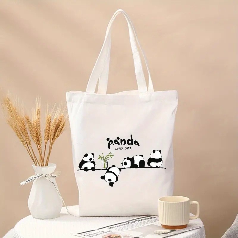 Cute Panda Print Canvas Tote B - Women Bags Daily Use บทวิจารณ์และราคา