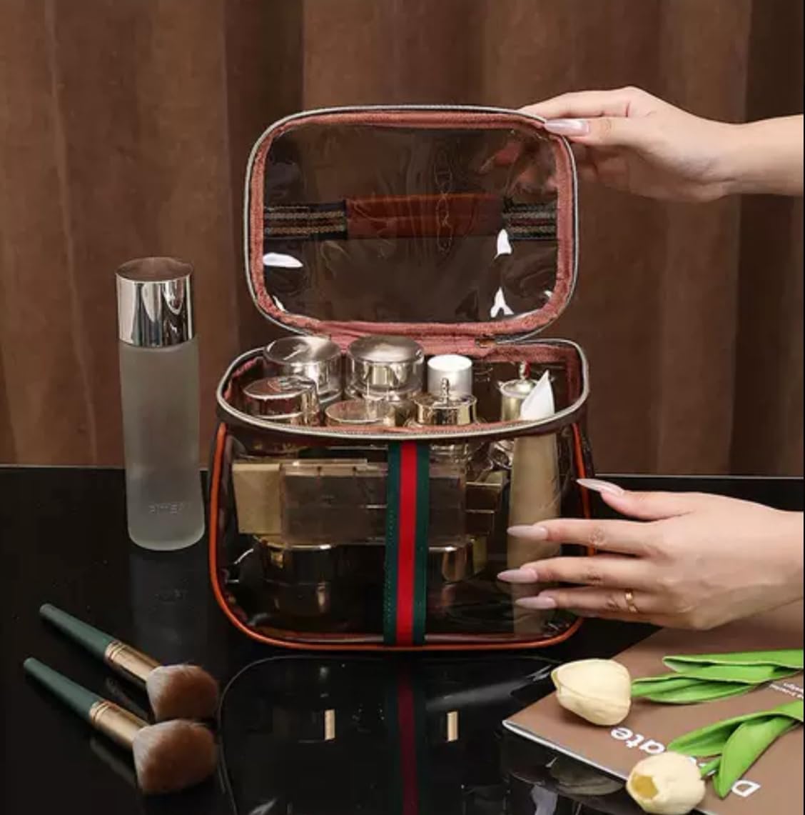 Retro Vanity Bag, Clear Makeup - Women Vanity Bags บทวิจารณ์และราคา